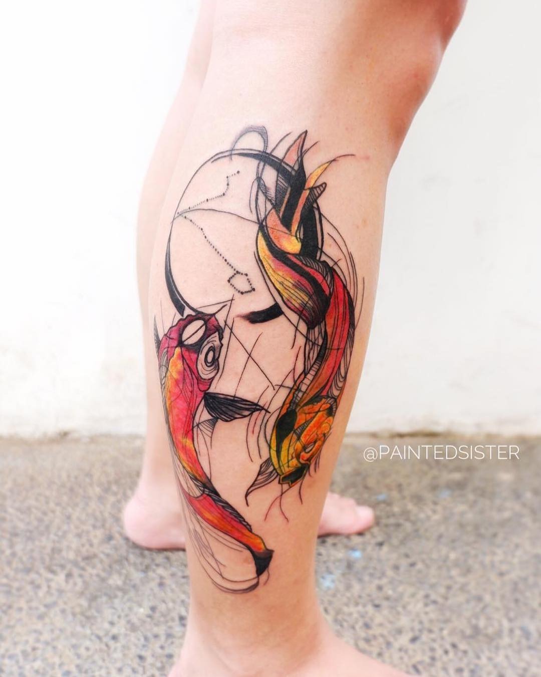 Two Swirling Koi in Pisces Tattoo Tattoo Design
