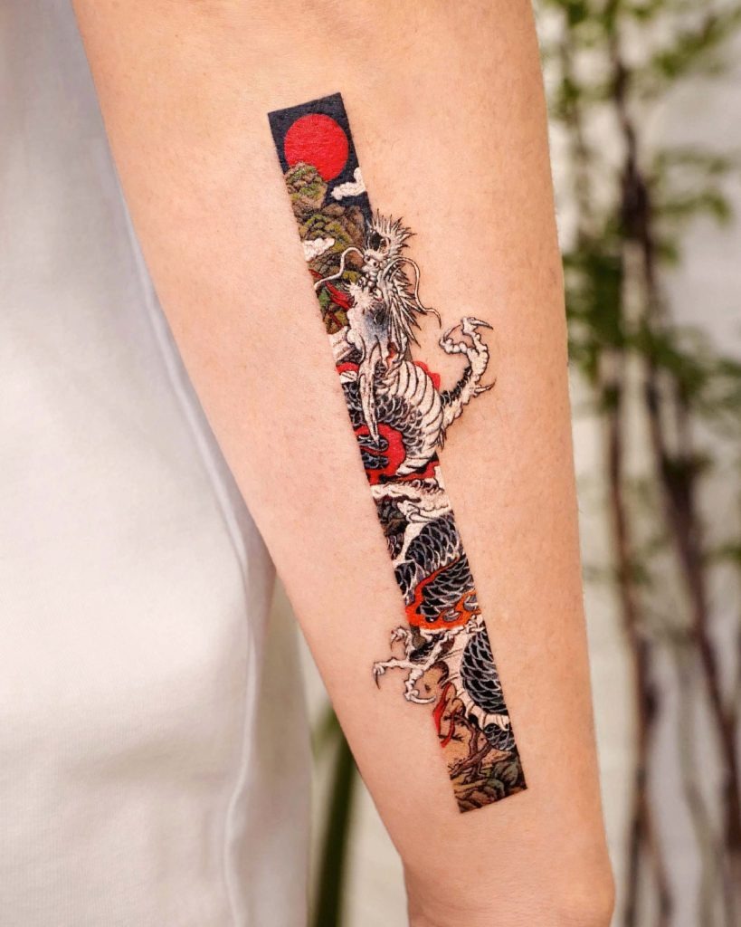 Intricate Dragon Design: A Vertical Masterpiece Tattoo Design