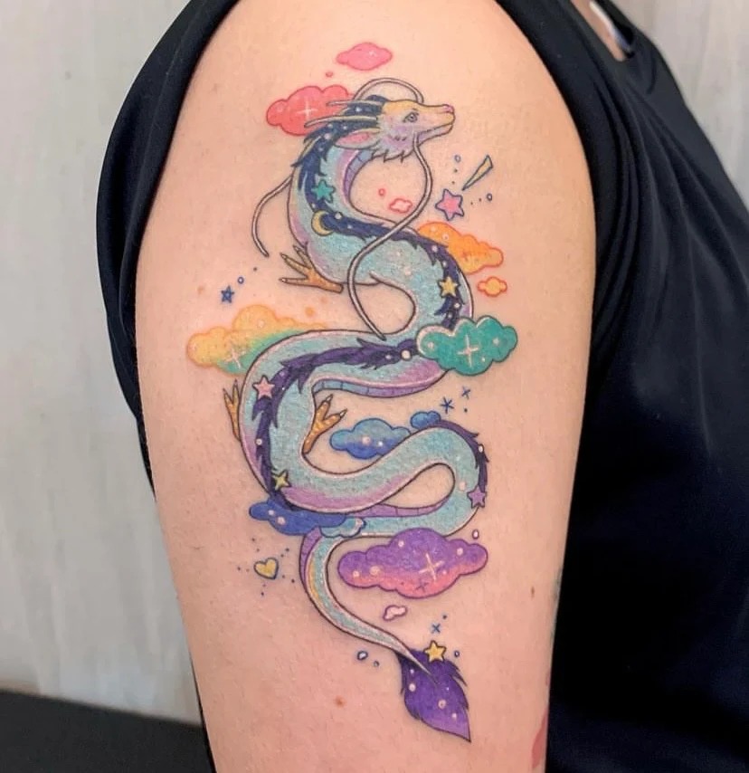 Whimsical Dragon: A Playful Twist on Tradition Tattoo Design