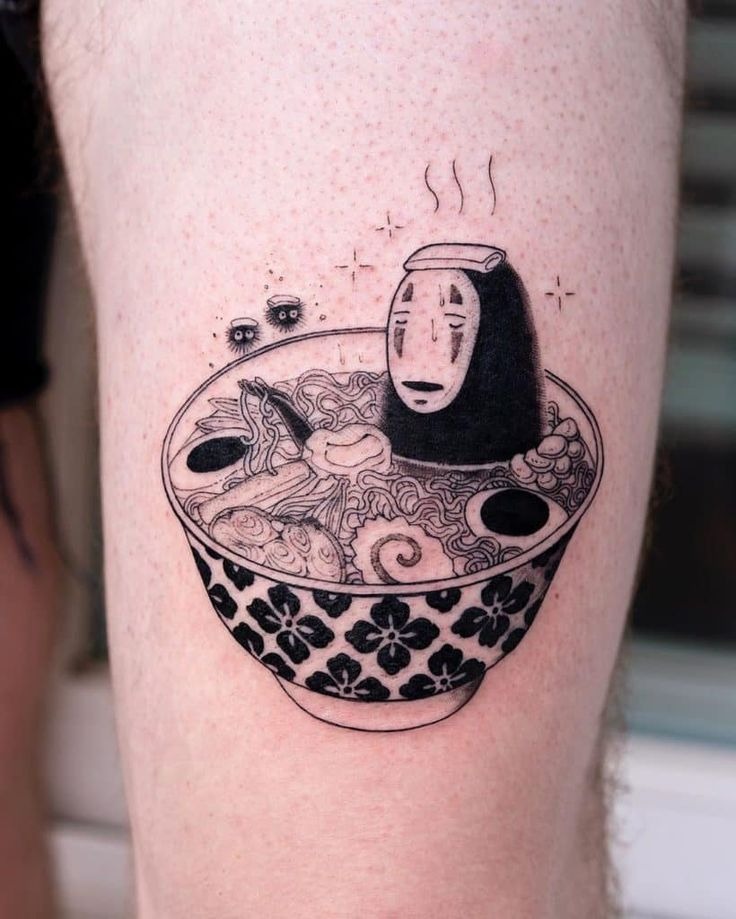 Whimsical Ramen Bowl: A Playful Tattoo for Food Lovers Tattoo Design