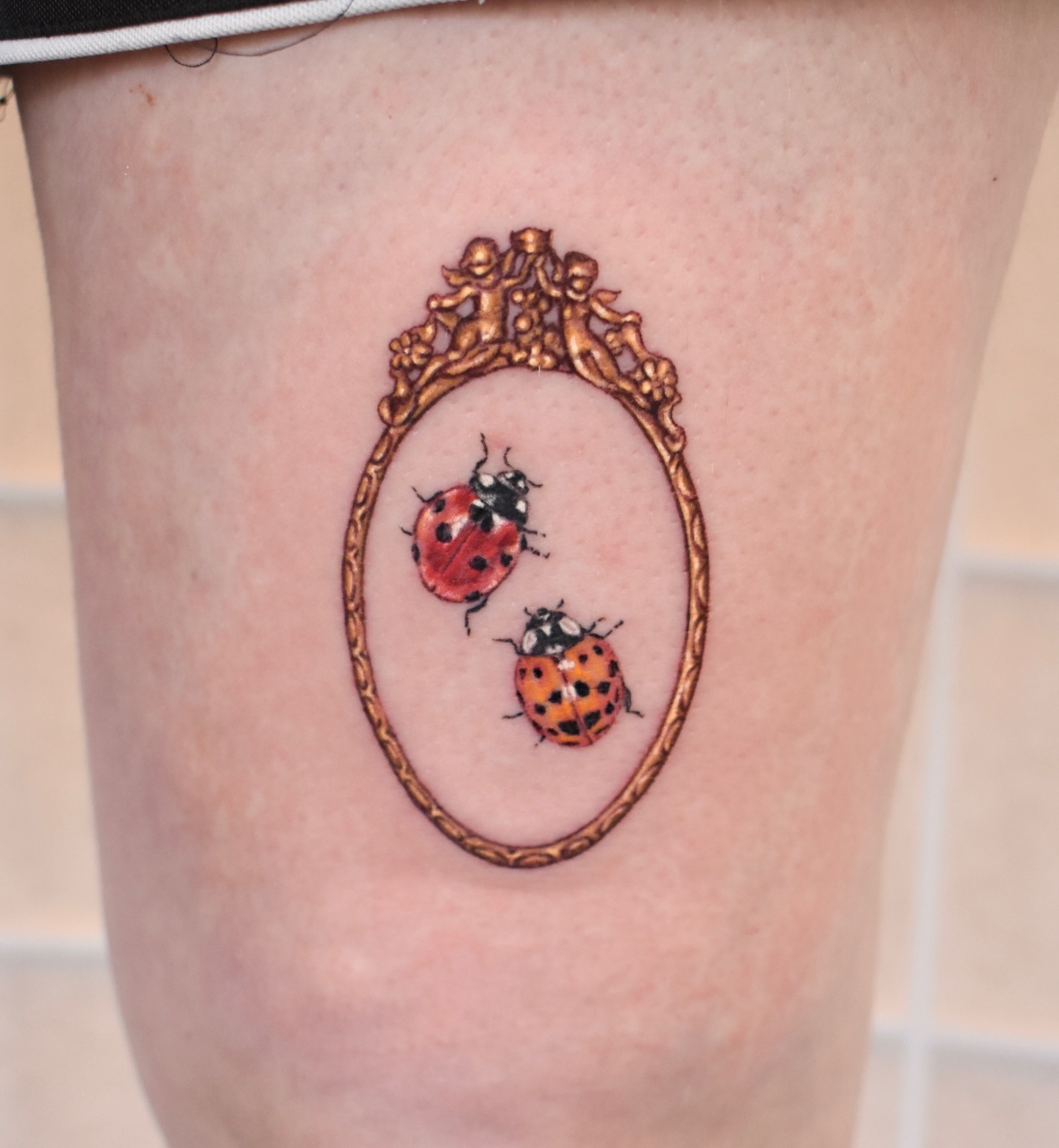 Framed Pair of Ladybugs Tattoo Tattoo Design