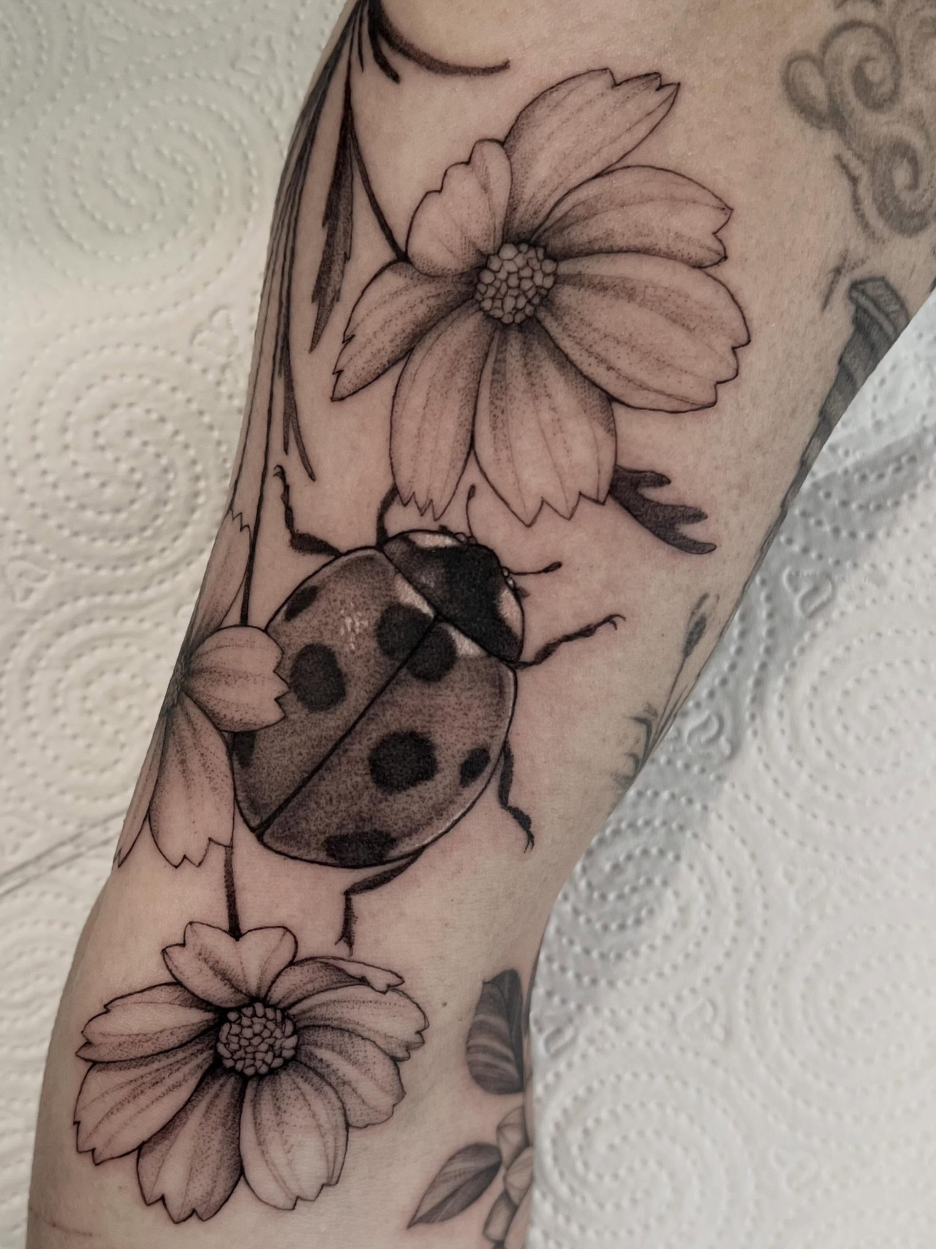 Ladybug and Wildflower Tattoo Tattoo Design