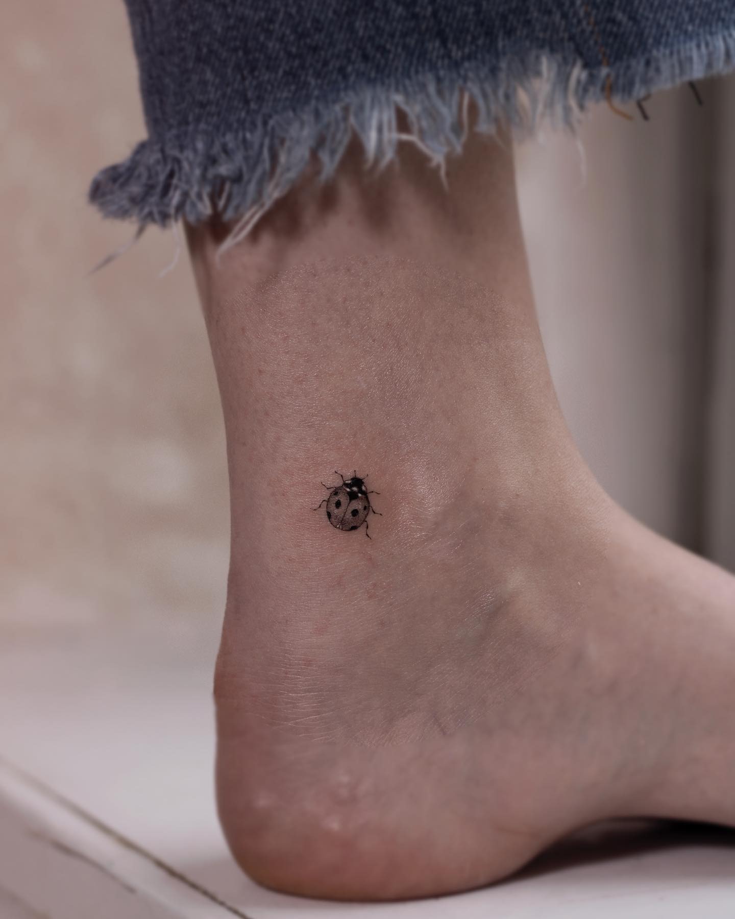 Tiny Ankle Ladybug Tattoo Tattoo Design