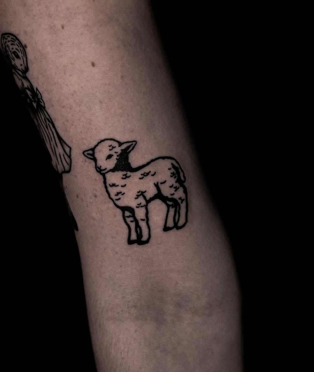 Charming lamb tattoo in minimalist style Tattoo Design