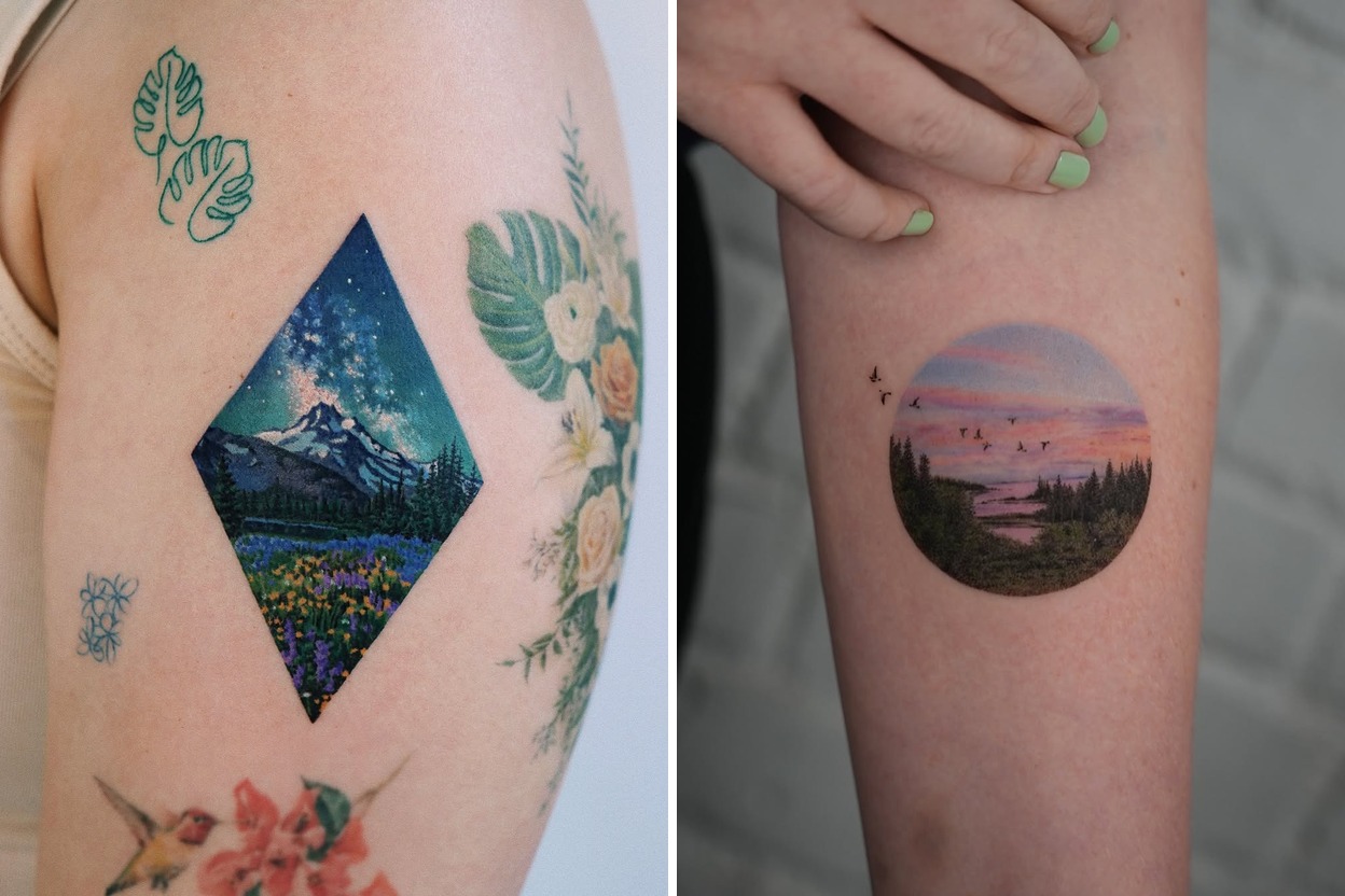 54+ Landscape Tattoo Ideas & Inspiration Featured Lookbook Collage