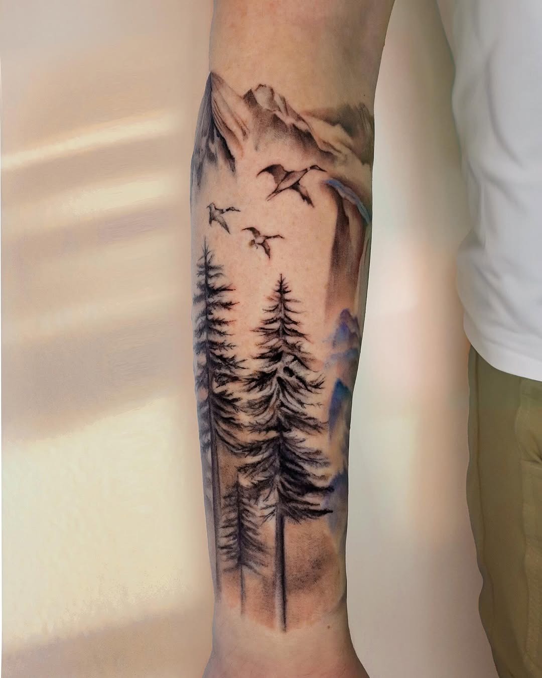 Majestic mountain and forest landscape tattoo Tattoo Design