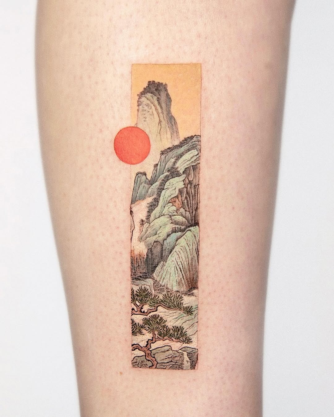 Stunning Japanese-style landscape tattoo for nature lovers Tattoo Design