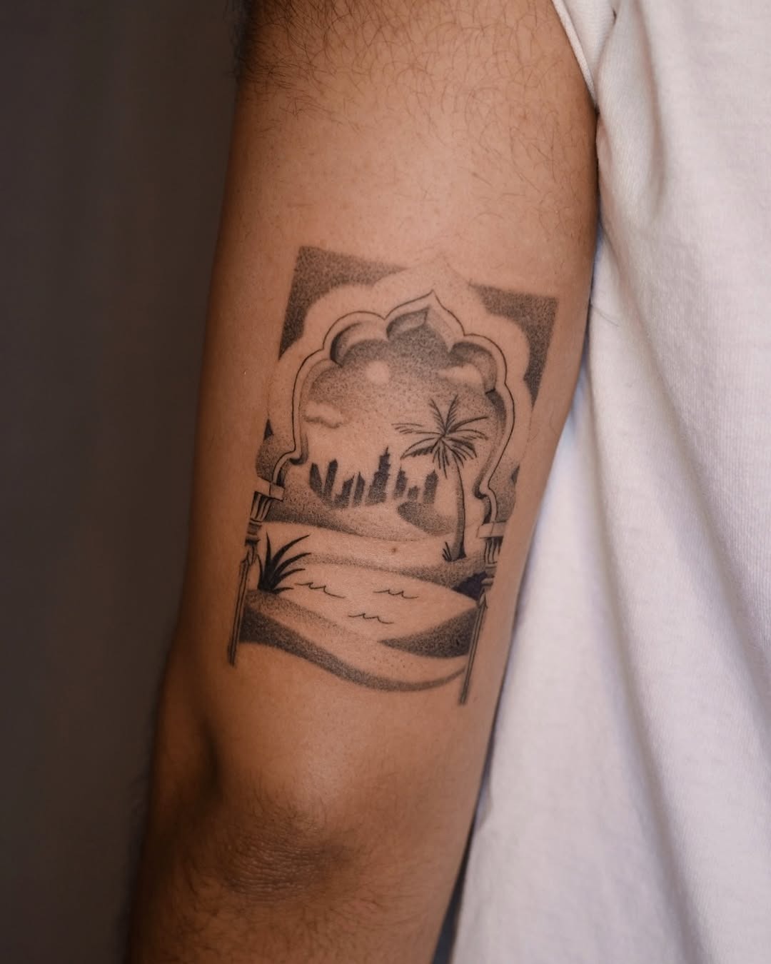 Stunning landscape tattoo with intricate details Tattoo Design