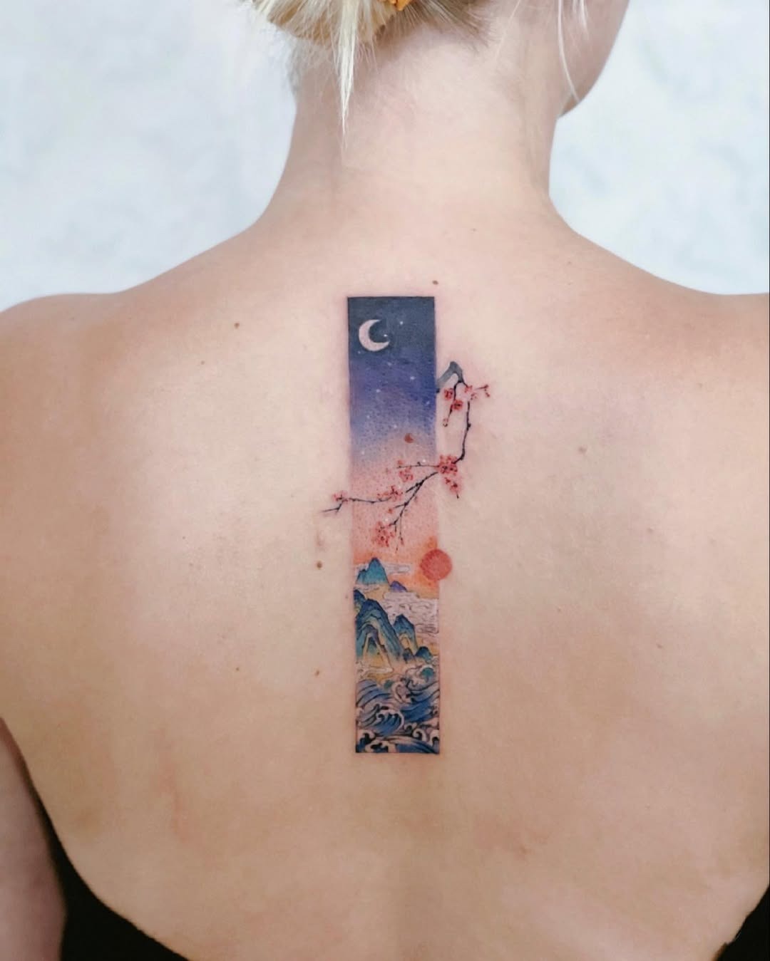 Stunning landscape tattoo with serene elements Tattoo Design