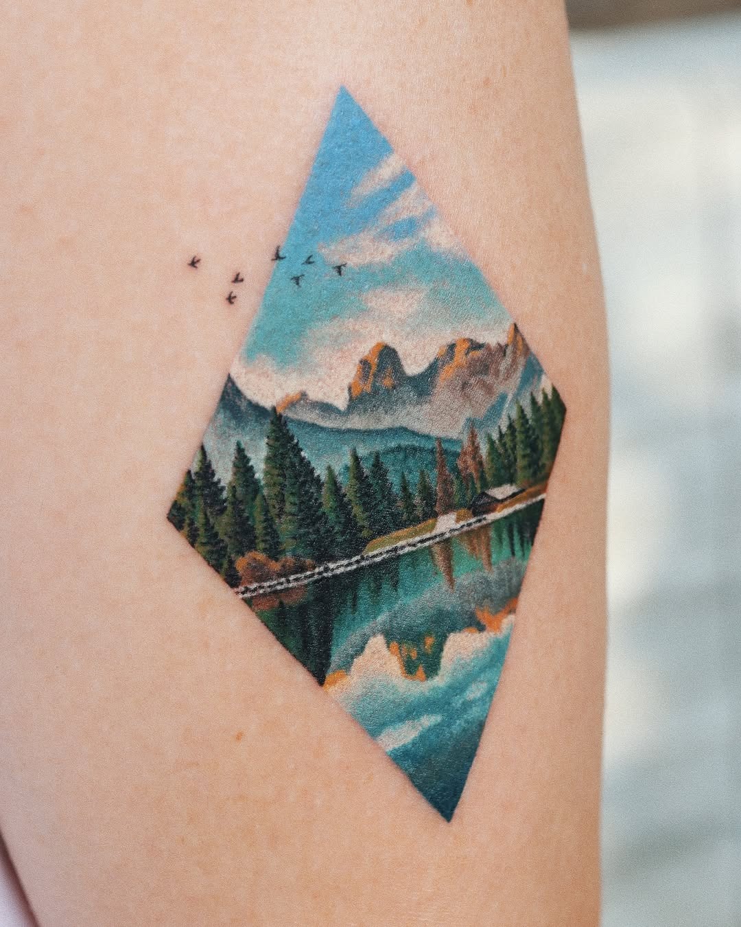 Stunning Mountain Lake Reflection Tattoo Design Tattoo Design