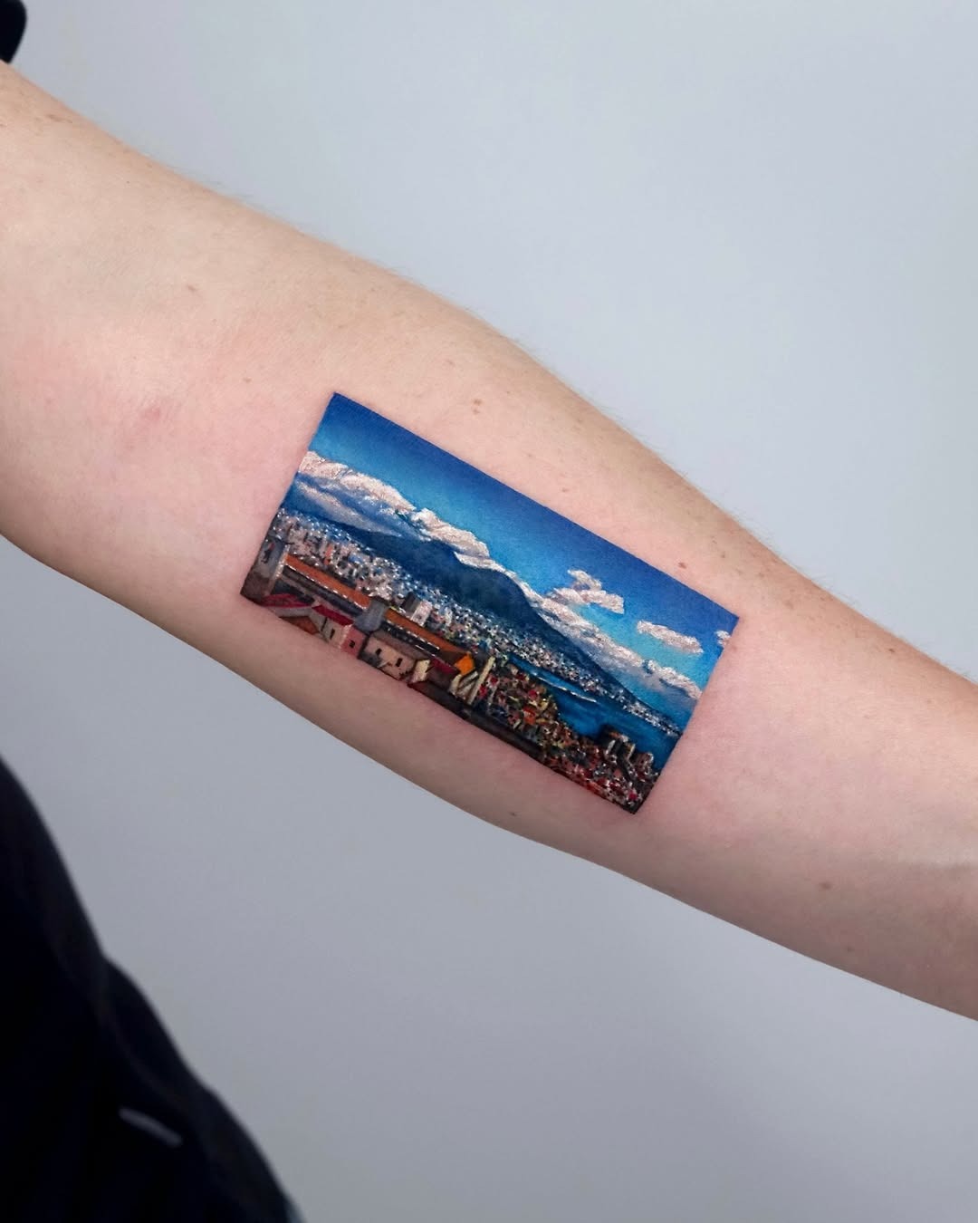 Vibrant landscape tattoo showcasing majestic scenery Tattoo Design