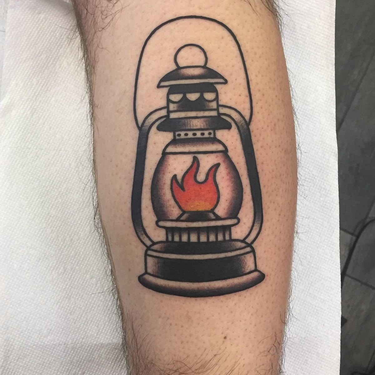 Simple Traditional Oil Lantern Tattoo Design