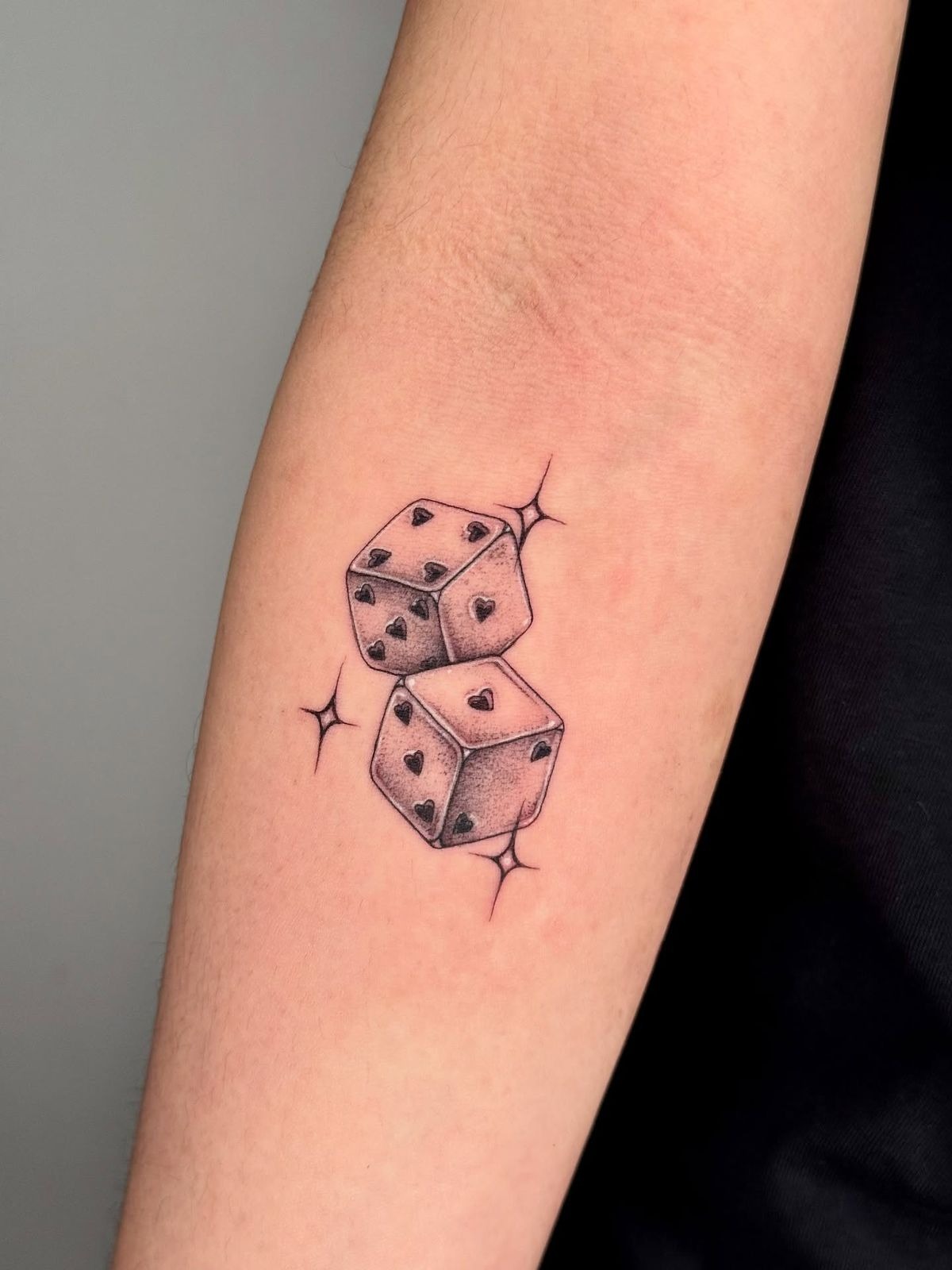 Dainty fine-line larkspur with tiny sparkle accents Tattoo Design