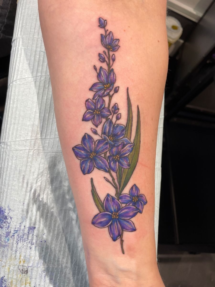 Watercolor-style larkspur with a delicate, ethereal finish Tattoo Design