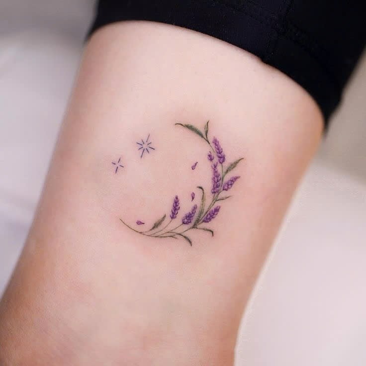 Charming lavender tattoo with whimsical elements Tattoo Design