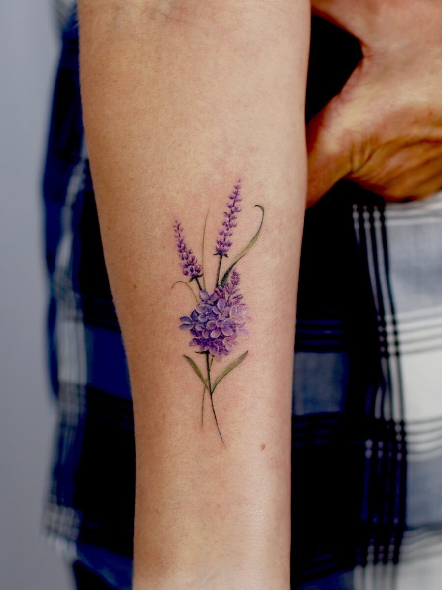 Delicate lavender tattoo showcasing floral artistry Tattoo Design