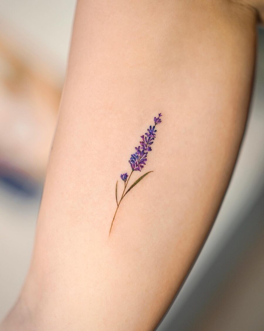 Elegant and simple lavender flower tattoo design Tattoo Design
