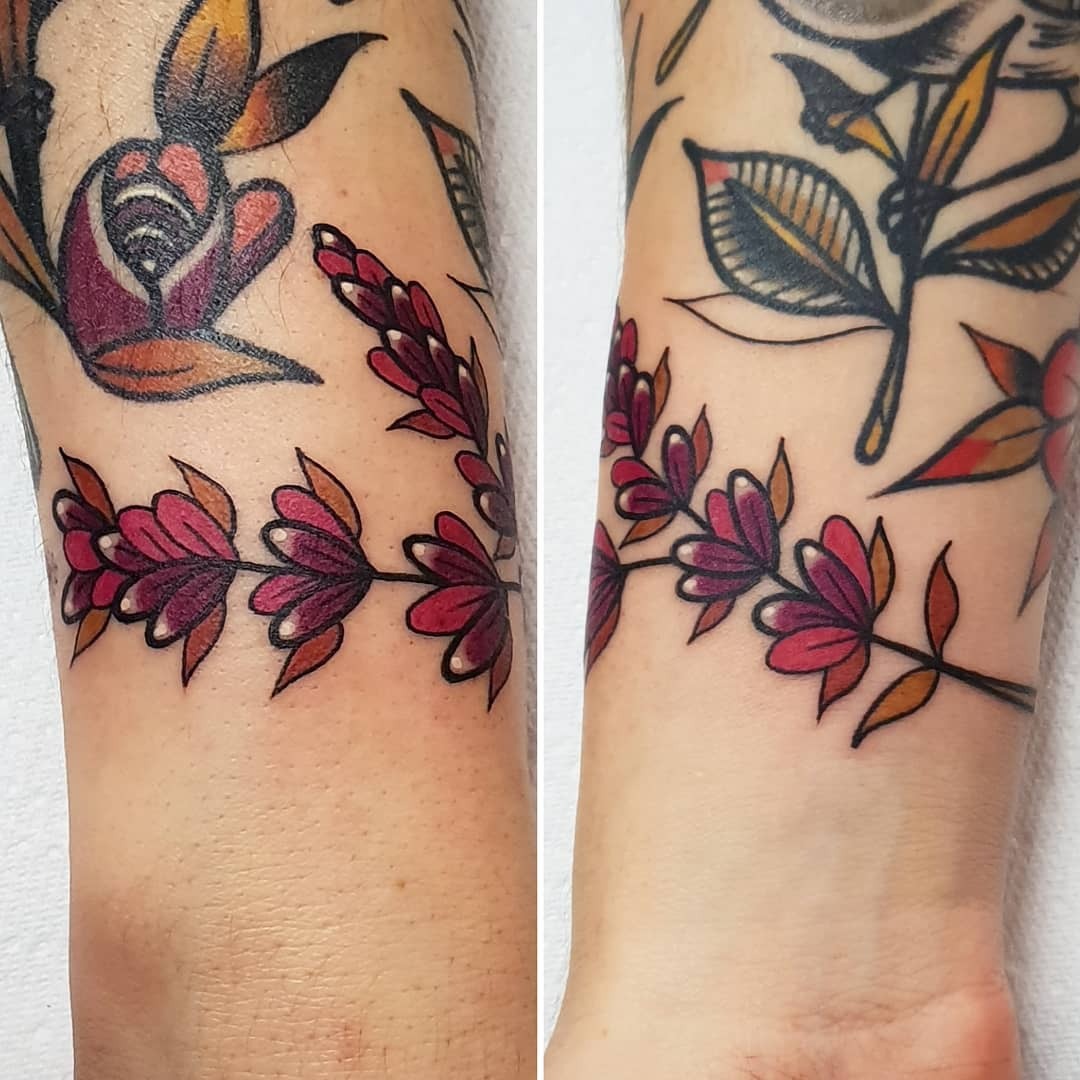 Elegant lavender tattoo design on forearms Tattoo Design