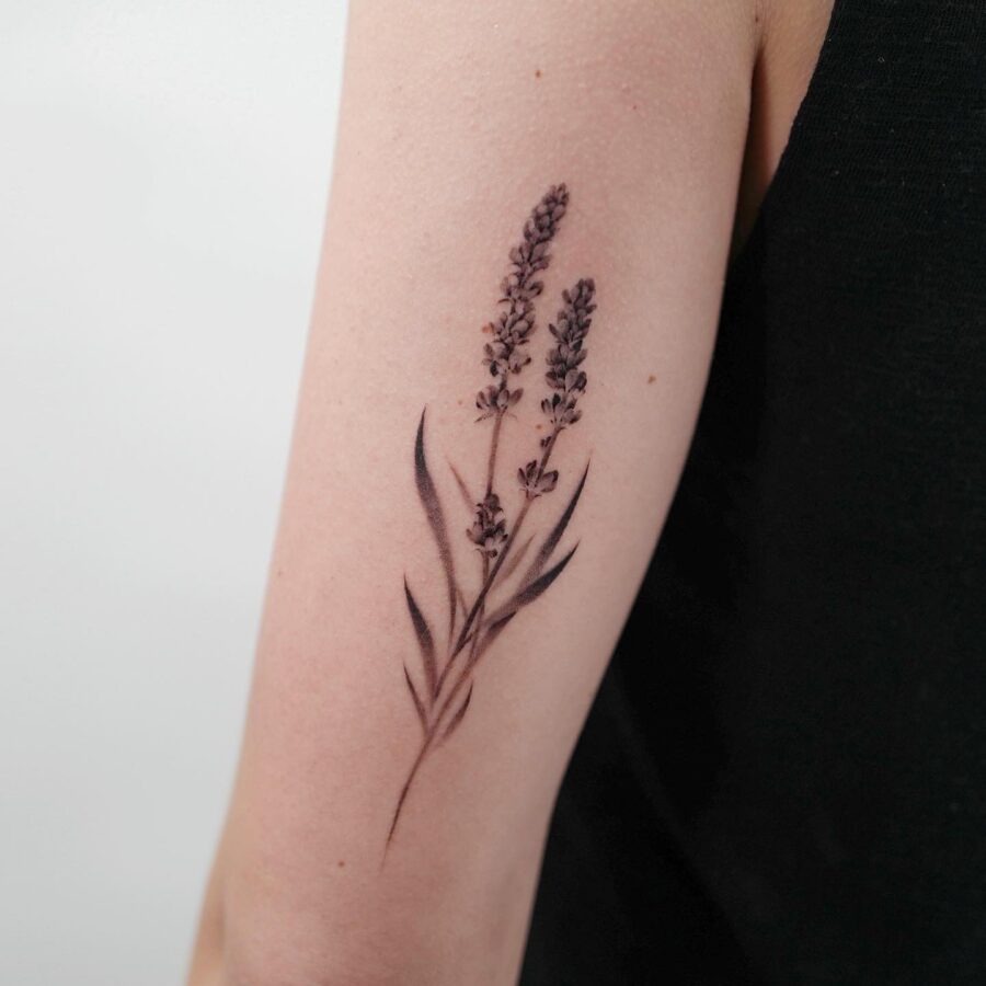 Elegant lavender tattoo on a delicate arm Tattoo Design