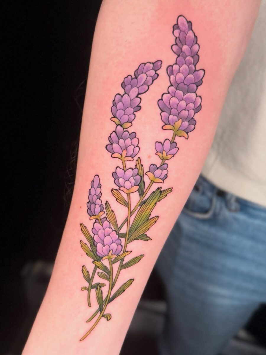 Elegant lavender tattoo showcasing vibrant purple hues Tattoo Design