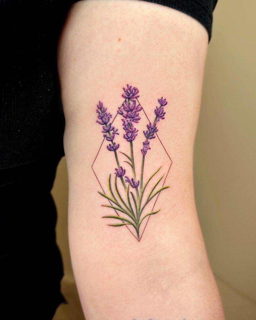 Elegant lavender tattoo with geometric design Tattoo Design
