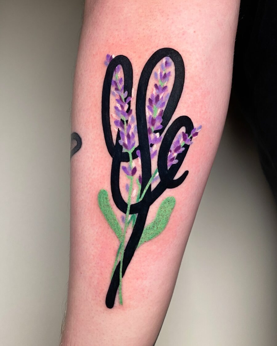 Elegant lavender tattoo with modern flair Tattoo Design