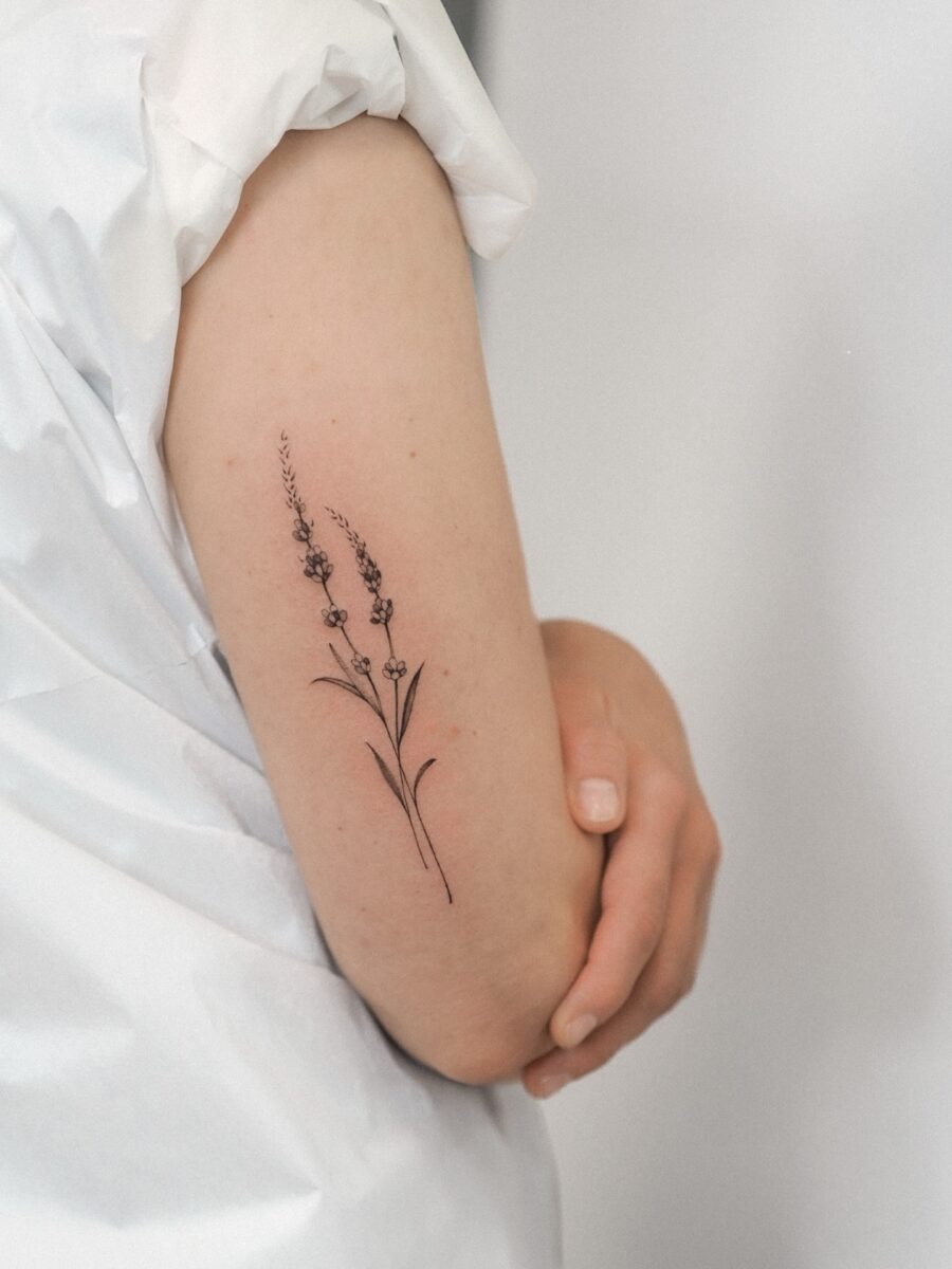 Elegant Minimalist Lavender Arm Tattoo Design Tattoo Design