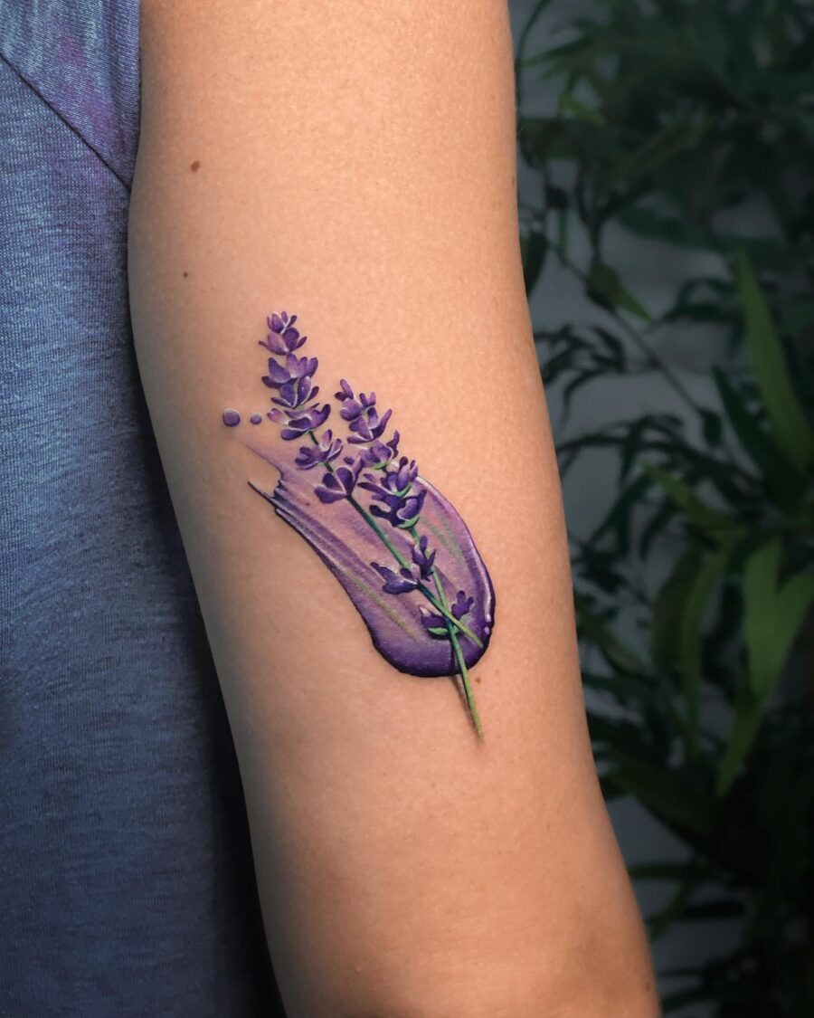 Stunning Lavender Tattoo with Artistic Flair Tattoo Design