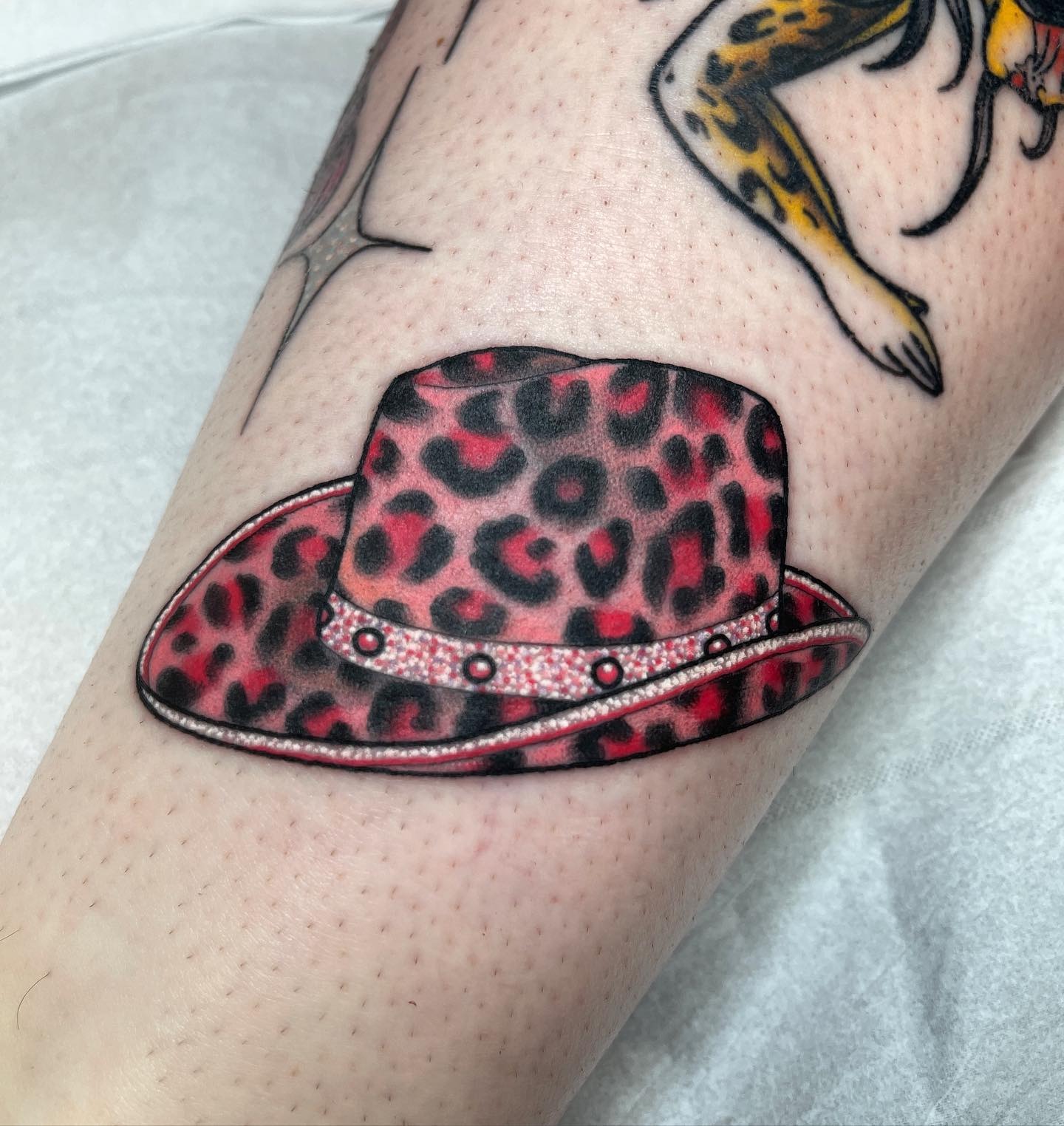 Pink Leopard Print Cowboy Hat Tattoo Tattoo Design