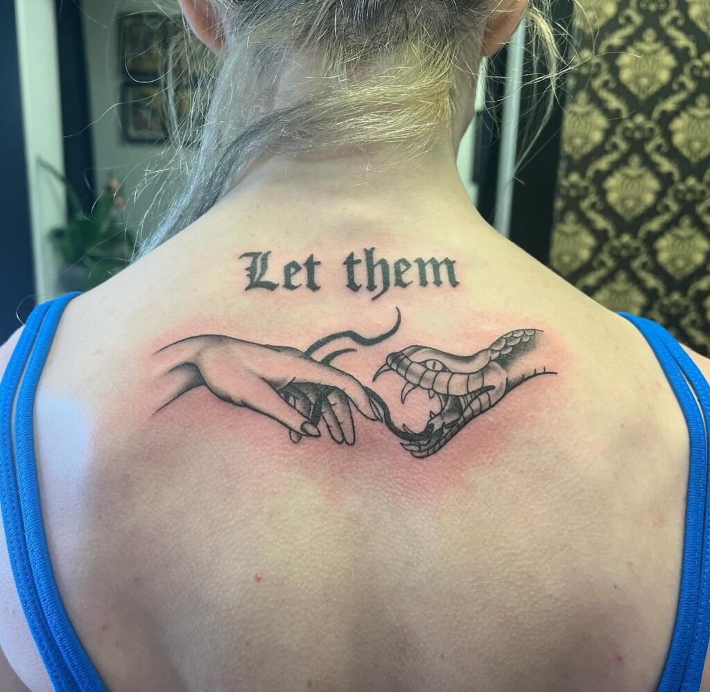 Let Them Tattoo with Angel and Dragon Claw Hands Tattoo Design