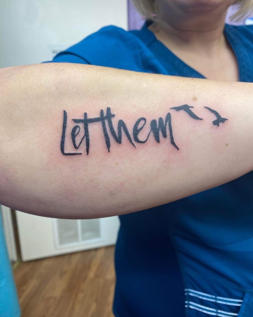 Let Them Tattoo with Flying Birds Symbol Tattoo Design