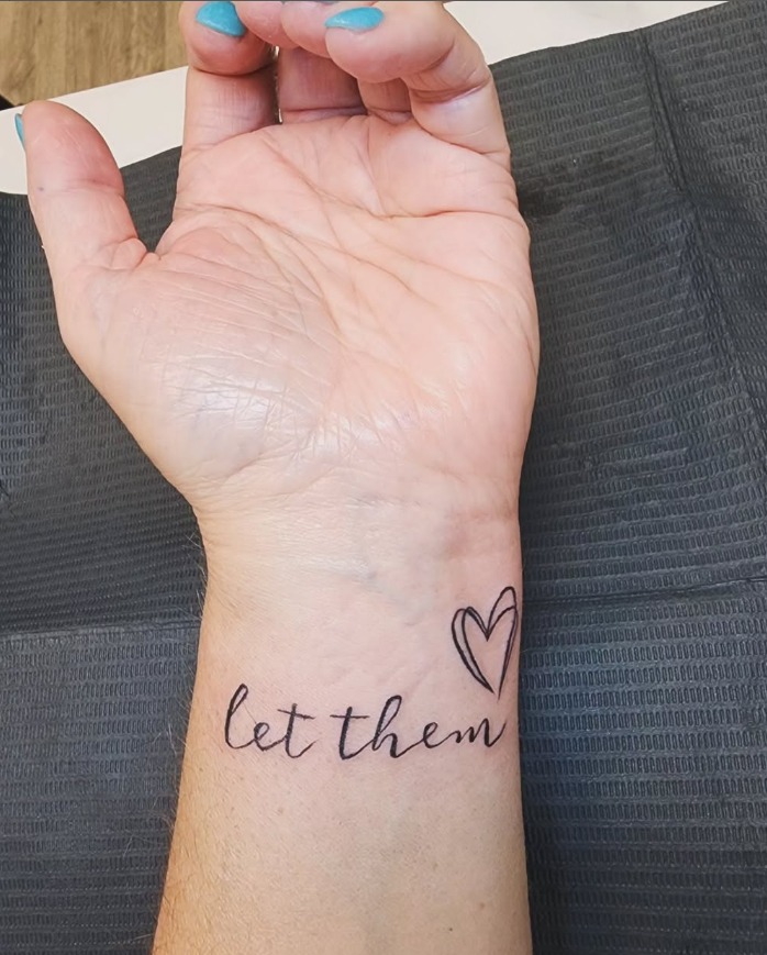Let Them Wrist Tattoo with Stacked Open Heart Design Tattoo Design