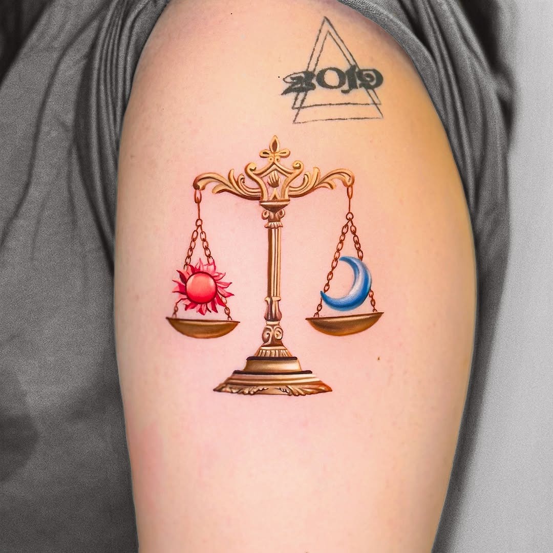 The design centers on symbolically balanced libra imagery that reads clearly at a glance.