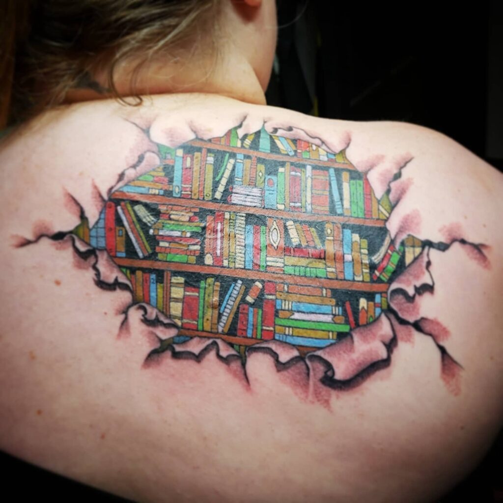 3D Bookshelf Back Tattoo Tattoo Design