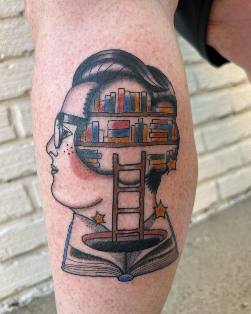 Bookshelf Mind Portrait Tattoo Tattoo Design