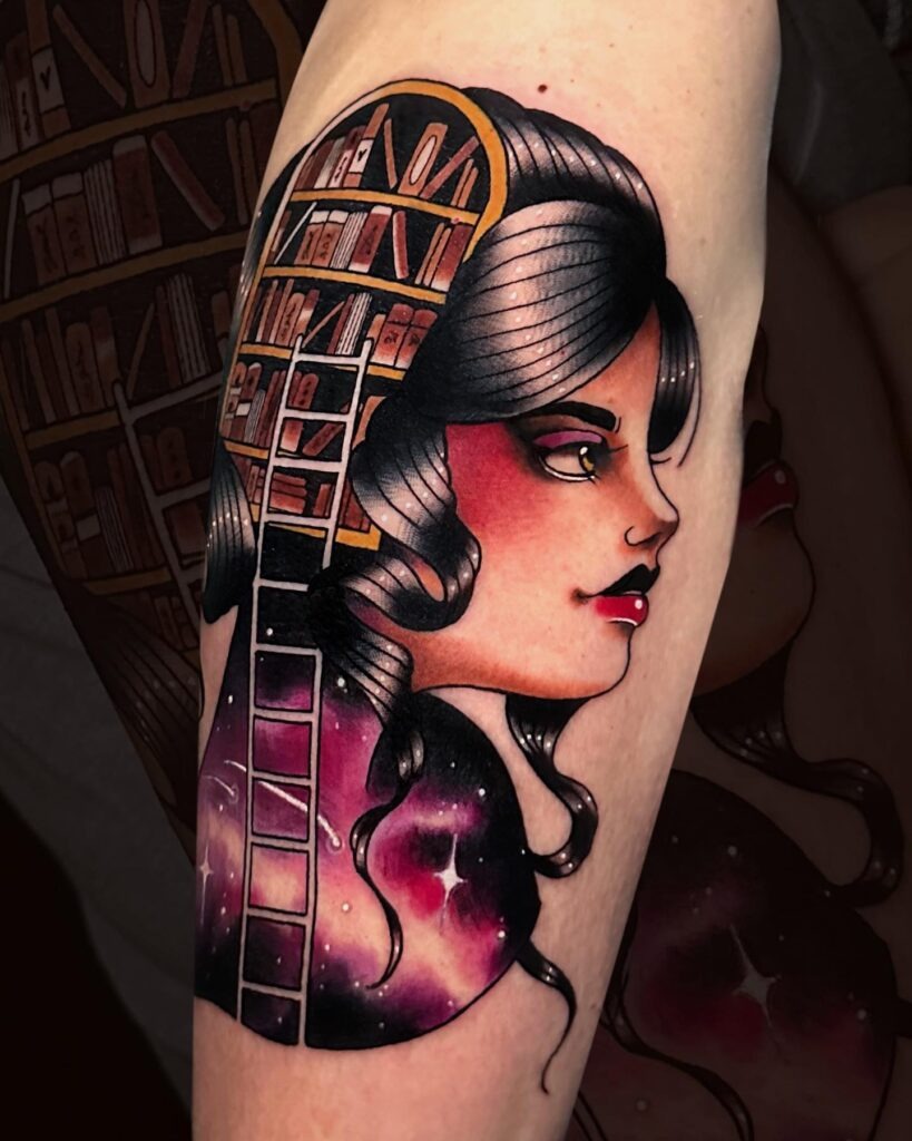 Cosmic Library Portrait Tattoo Tattoo Design