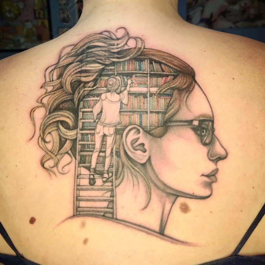 Flowing Hair Library Portrait Tattoo Tattoo Design