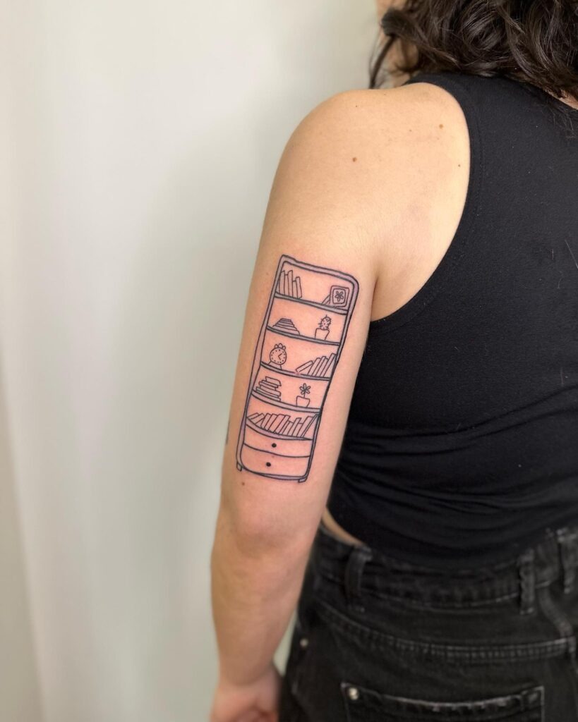 Minimalist Bookshelf Tattoo Tattoo Design