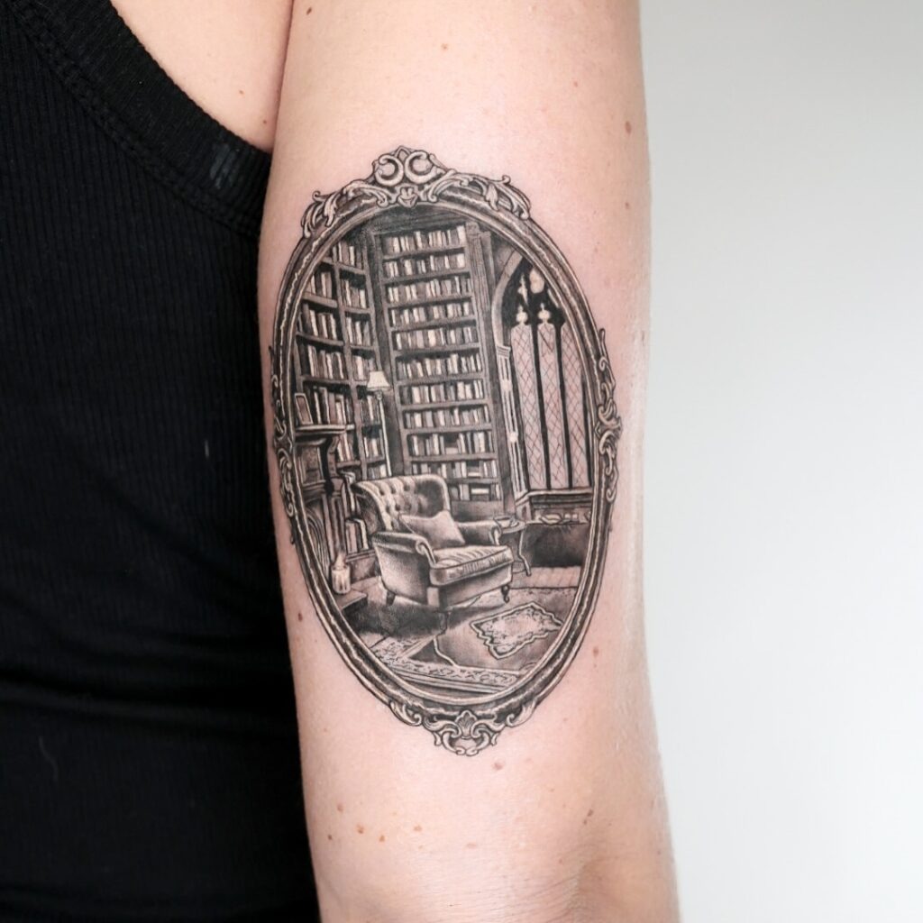 Vintage Library Room Tattoo Tattoo Design
