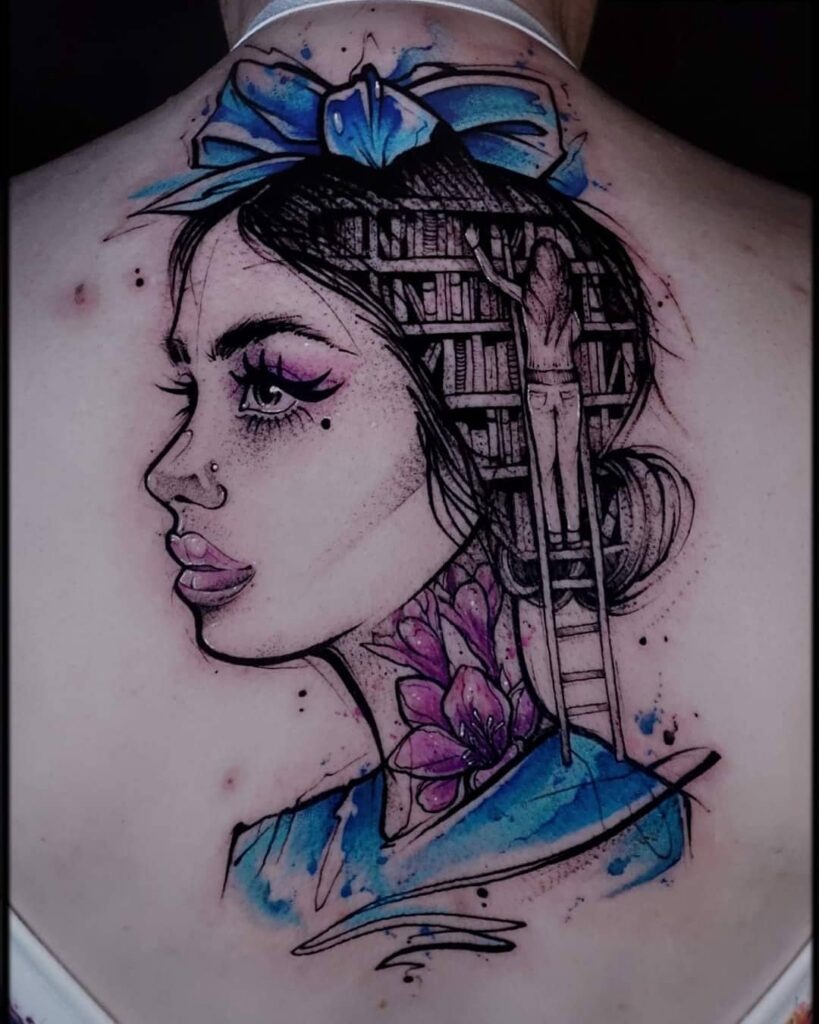 Watercolor Library Portrait Tattoo Tattoo Design