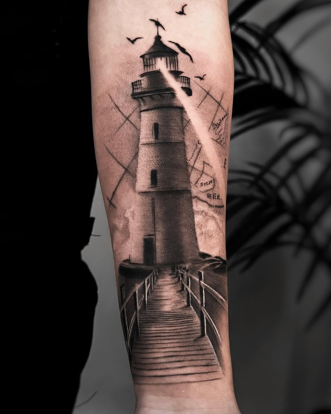 Intricate lighthouse tattoo with realistic details Tattoo Design