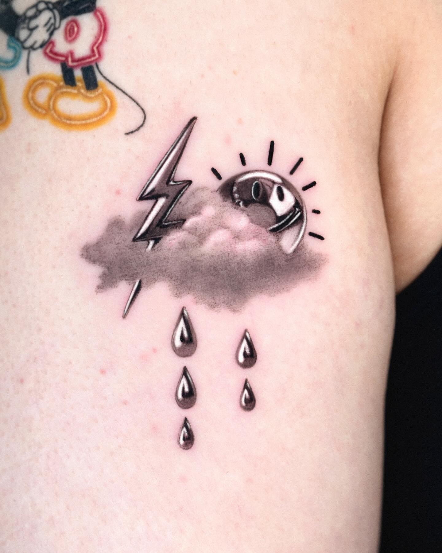 Striking lightning bolt tattoo with atmospheric elements Tattoo Design