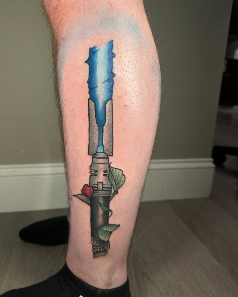 Cal Kestis Lightsaber with Nature Elements Tattoo Tattoo Design