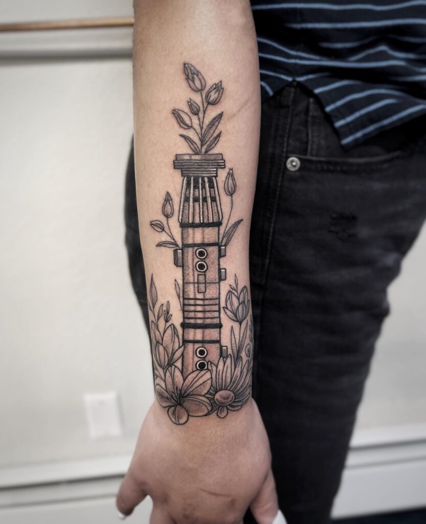 Darth Maul Lightsaber Floral Tattoo Tattoo Design