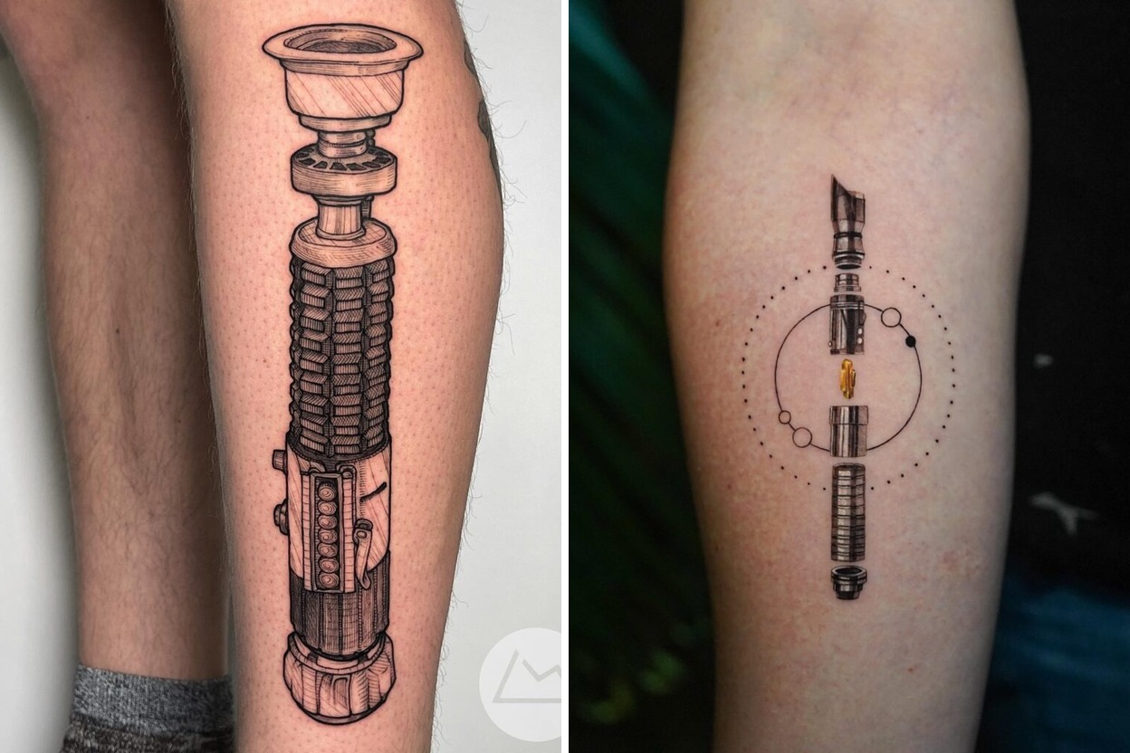 54+ Lightsaber Tattoo Ideas & Inspiration Featured Lookbook Collage