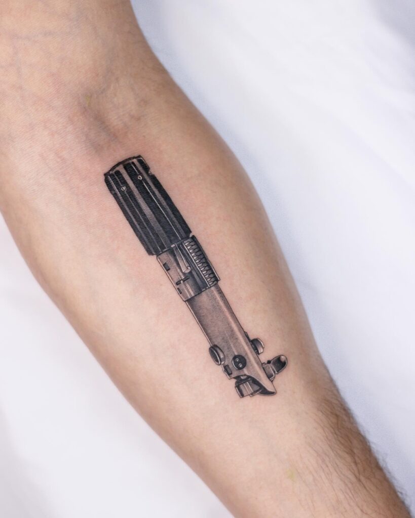 Hyper-Realistic Darth Vader Lightsaber Tattoo Tattoo Design
