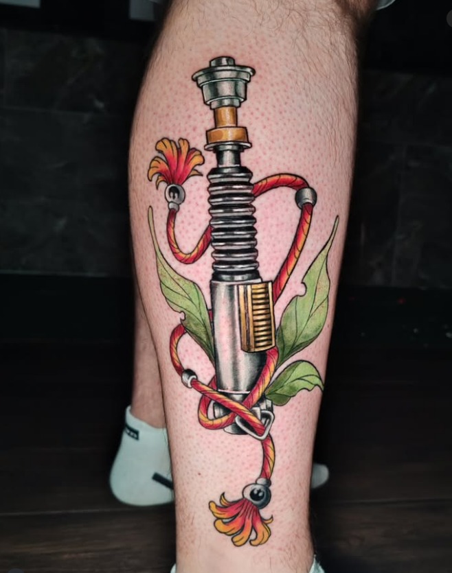 Luke Skywalker's Lightsaber with Botanical Rope Tattoo Tattoo Design