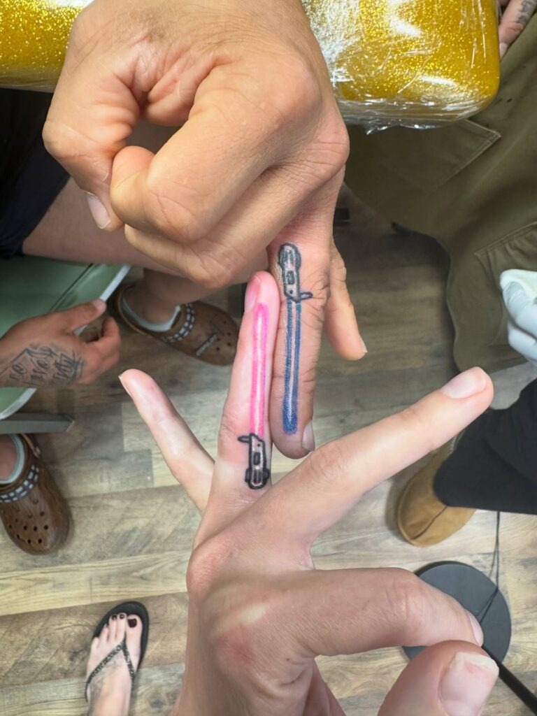Matching Lightsaber Finger Tattoos Tattoo Design