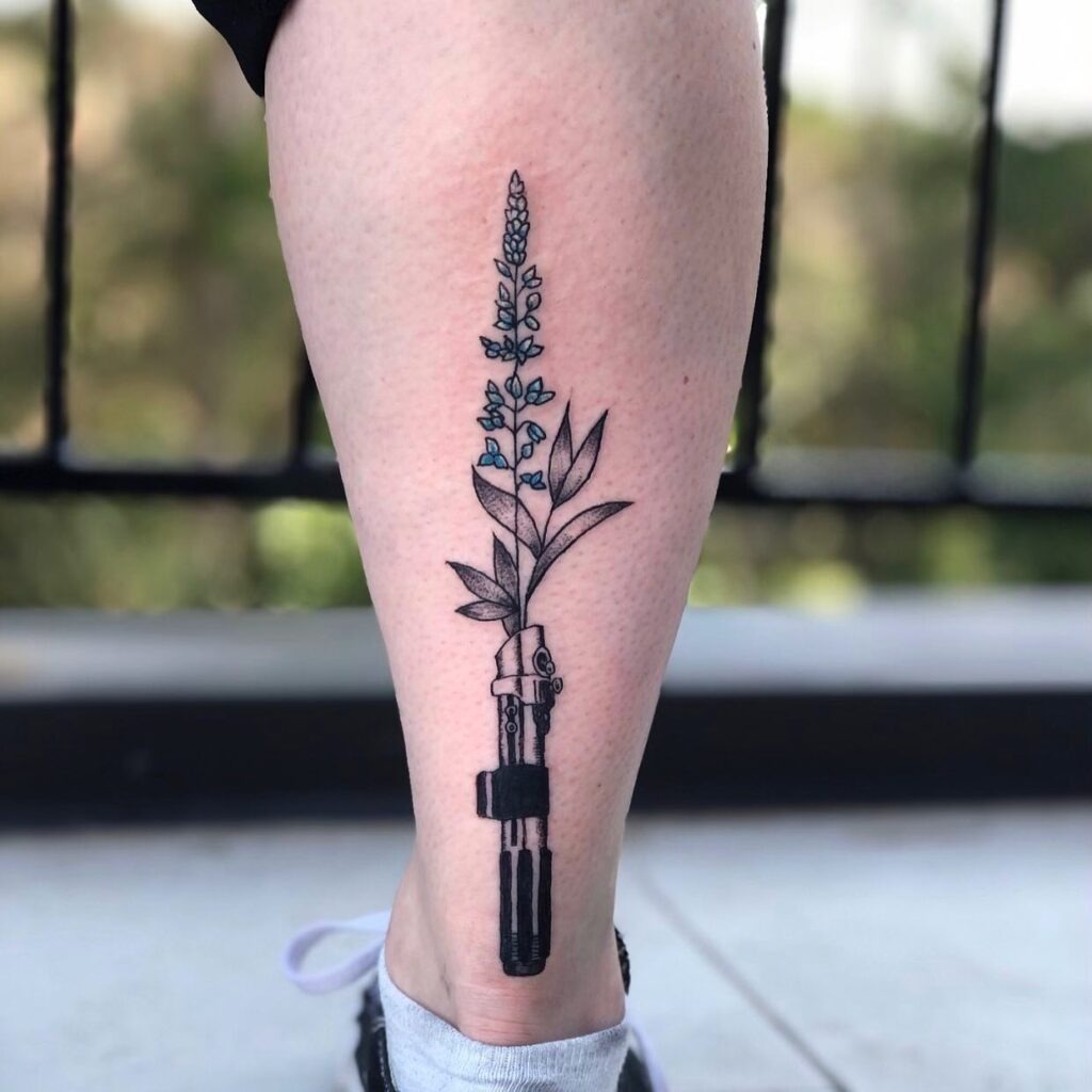 Minimalist Blue Lightsaber Forearm Tattoo Tattoo Design