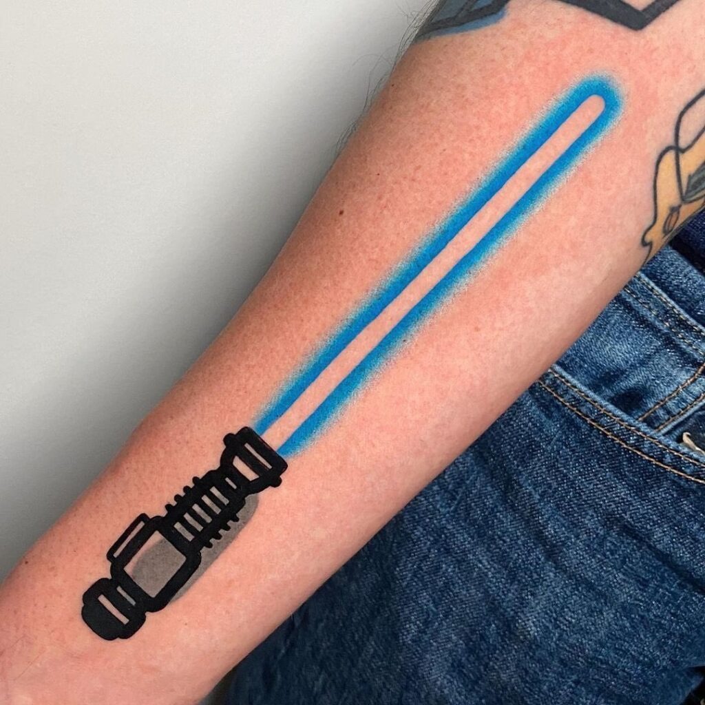 Minimalist Blue Lightsaber Tattoo Tattoo Design